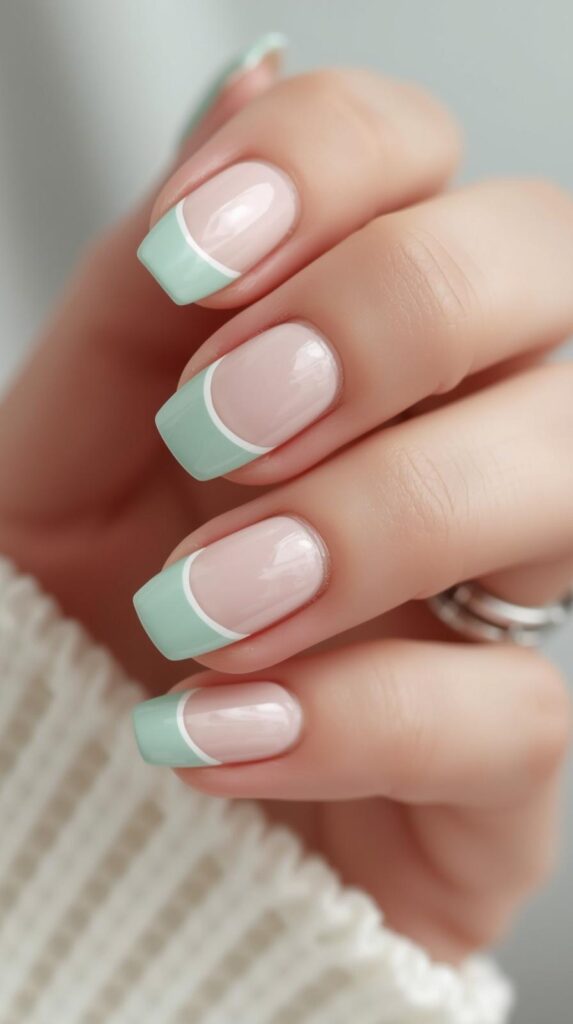 2. Mint Green French Tips