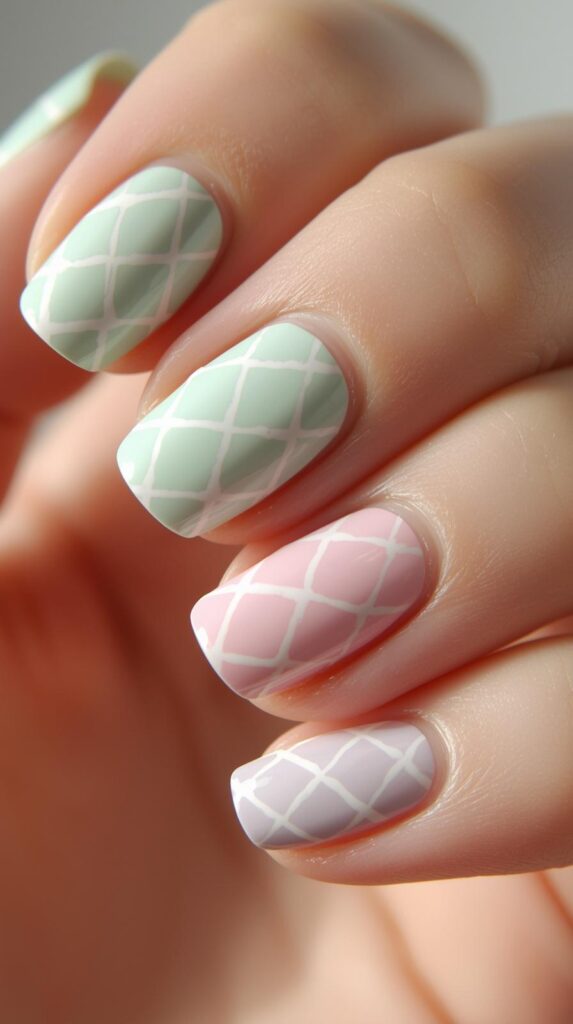 2. Pastel Argyle Nails