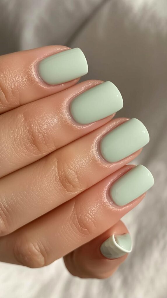2. Pastel Green French Tips