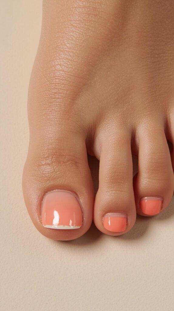 2. Peach Coral French Tip Toenails