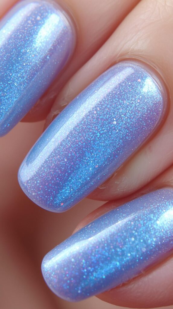 2. Sky Blue Aura Almond Nails Gloss