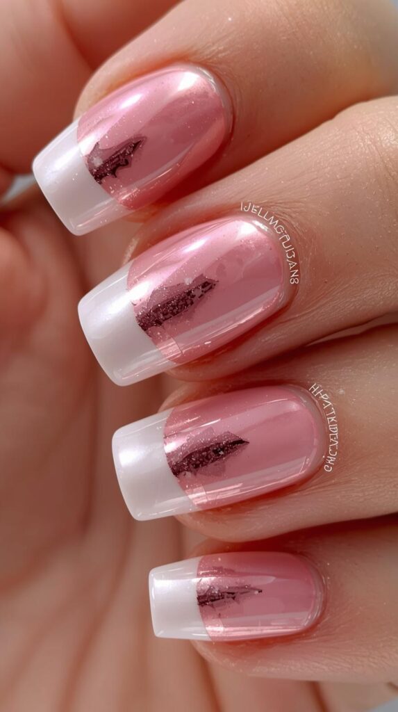 3. Baby Pink Chrome French Tips