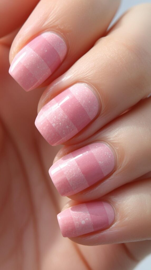 3. Blush Pink Tonal Argyle Nails