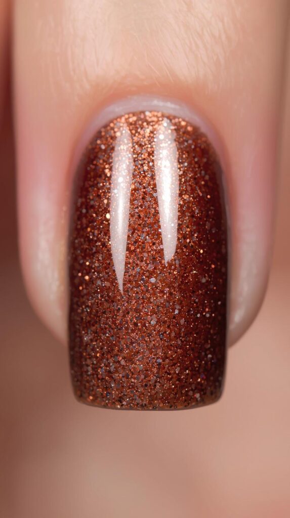 3. Brown Glitter Ombre Tips