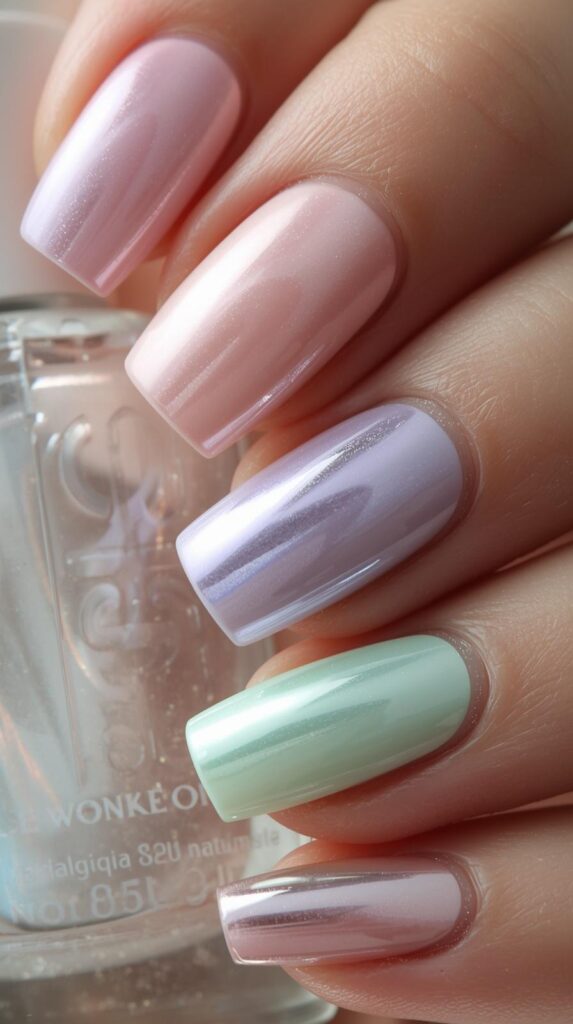 3. Chrome Pastel Nails