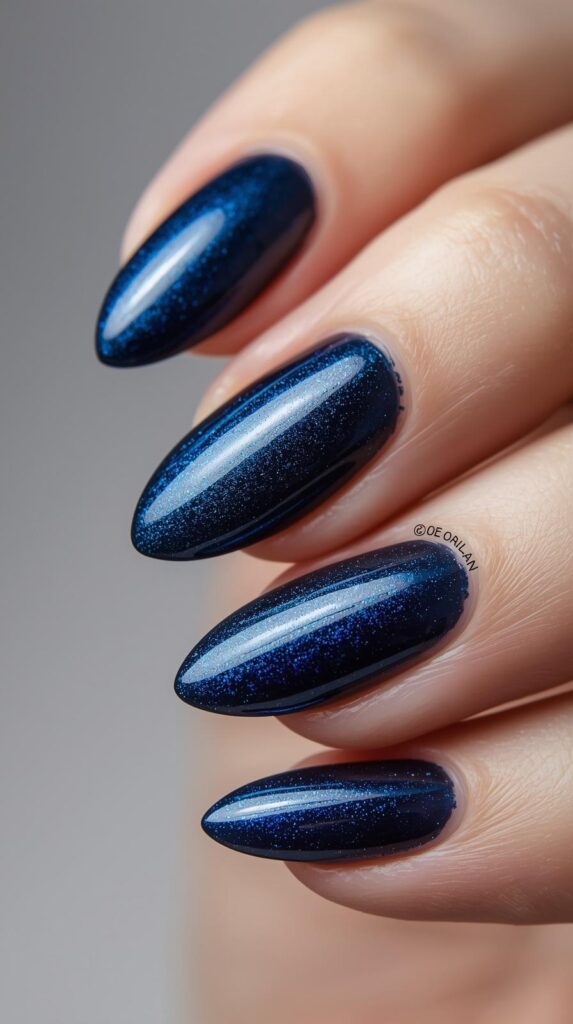 3. Dark Blue Aura Nails Almond