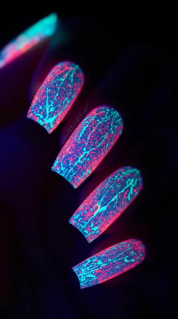 3. Glow-in-the-Dark Neon Nails