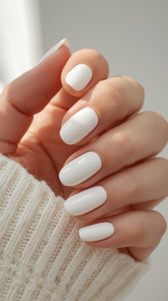 3. Milky White Nails