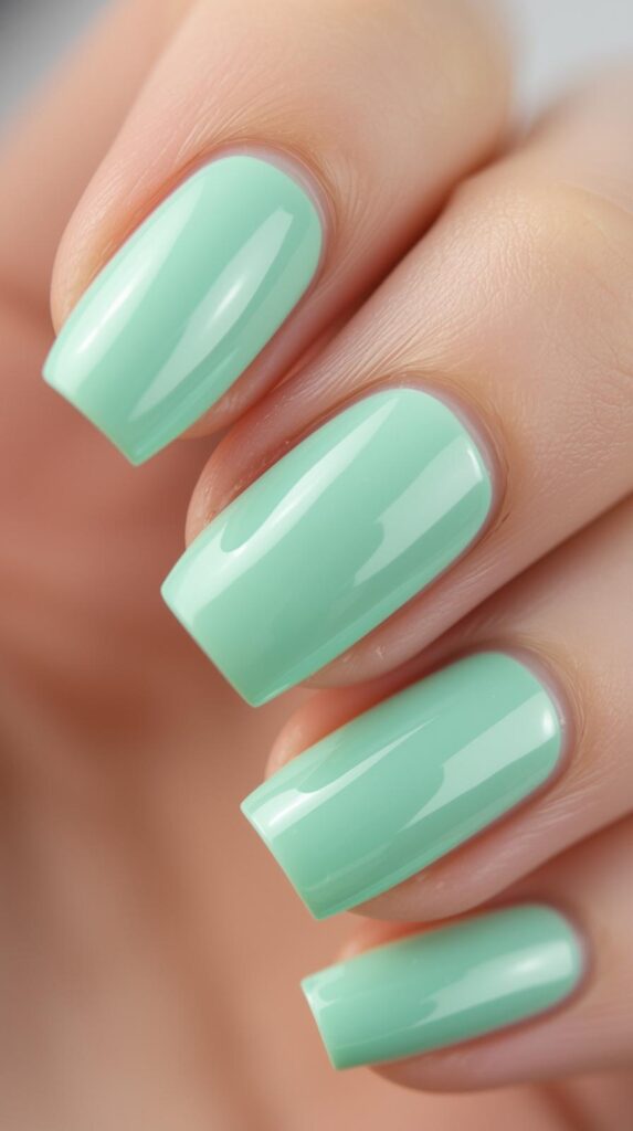 3. Mint Green Gel Nails
