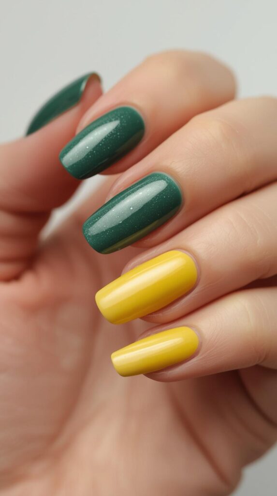 3. Ombre Green Yellow Nails
