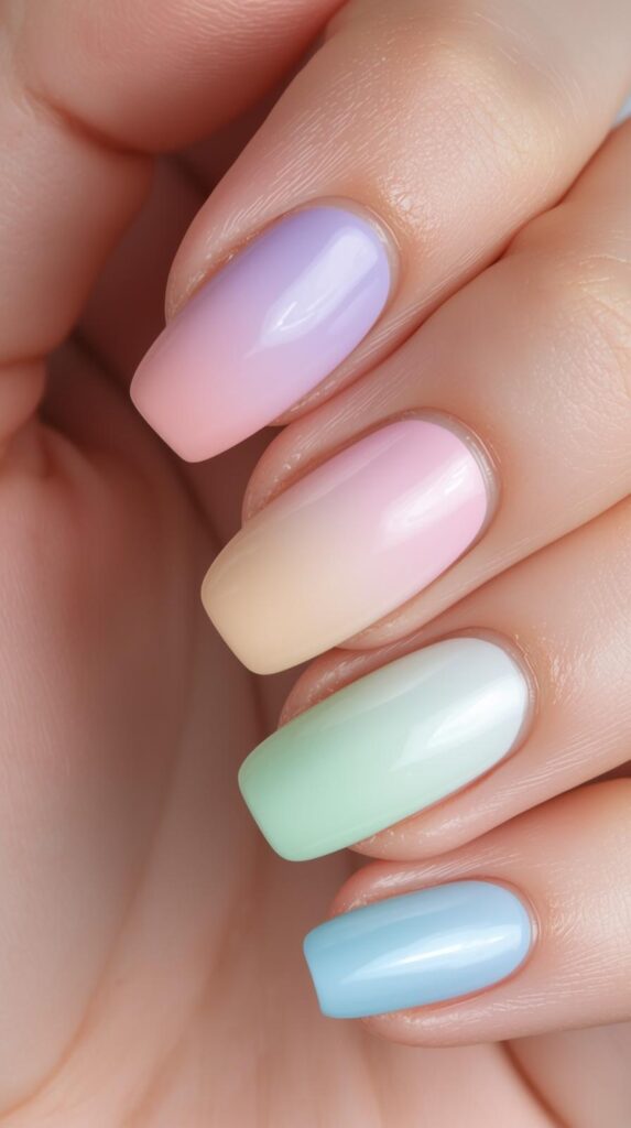 3. Pastel Rainbow Ombre Nails