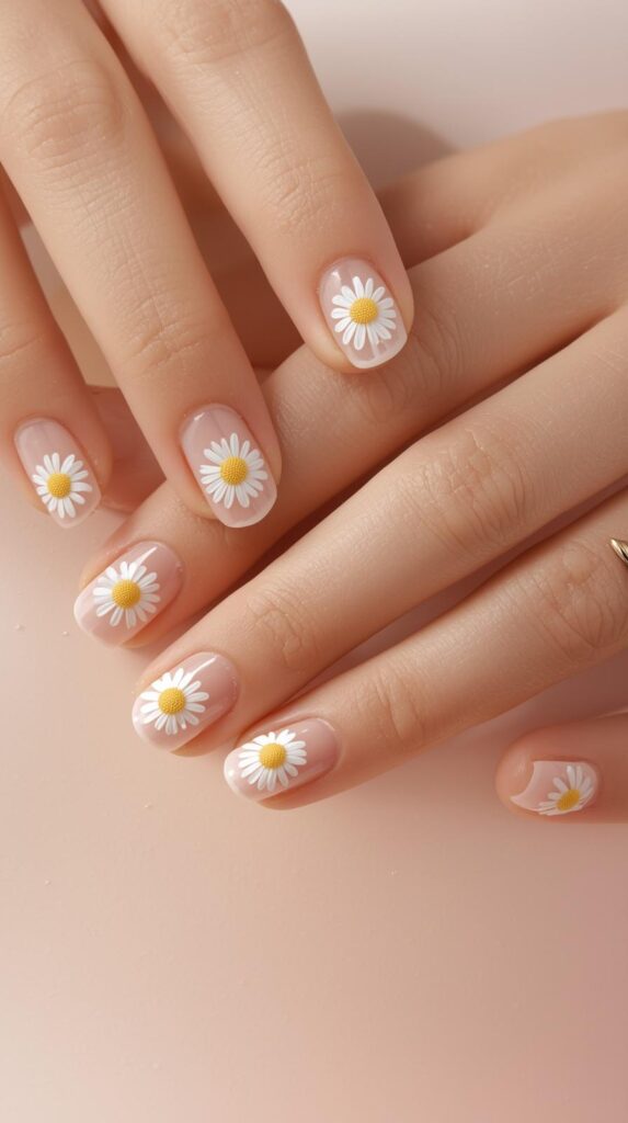 4. Daisy Nail Art