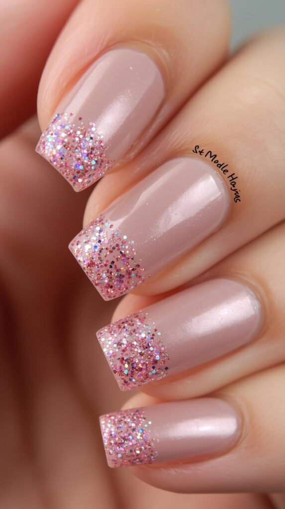 4. Glitter Ombre Nails