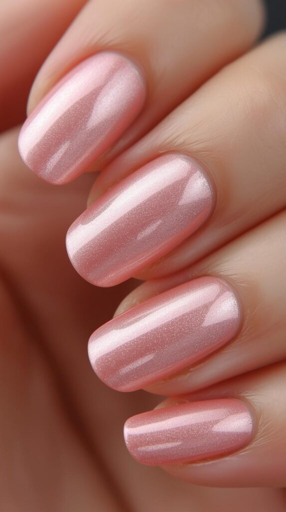 4. Metallic Baby Pink Mirror Nails