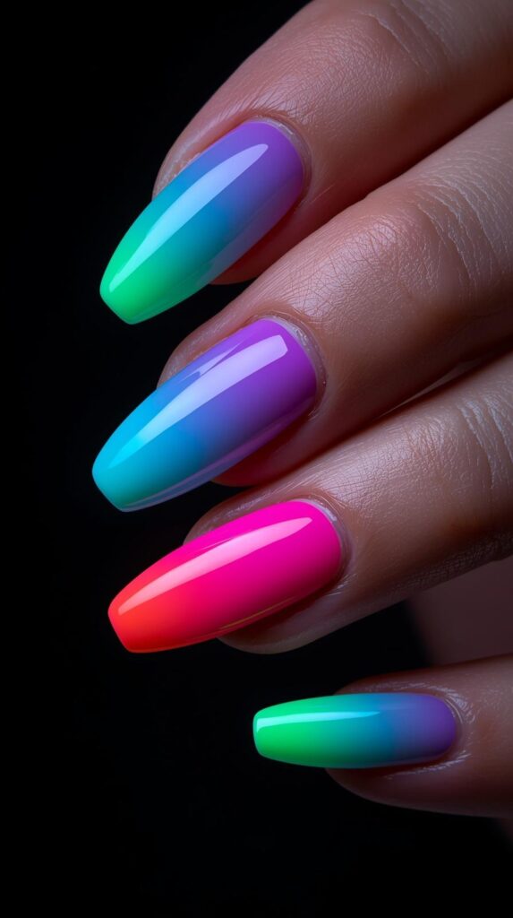 4. Neon Ombre Nails