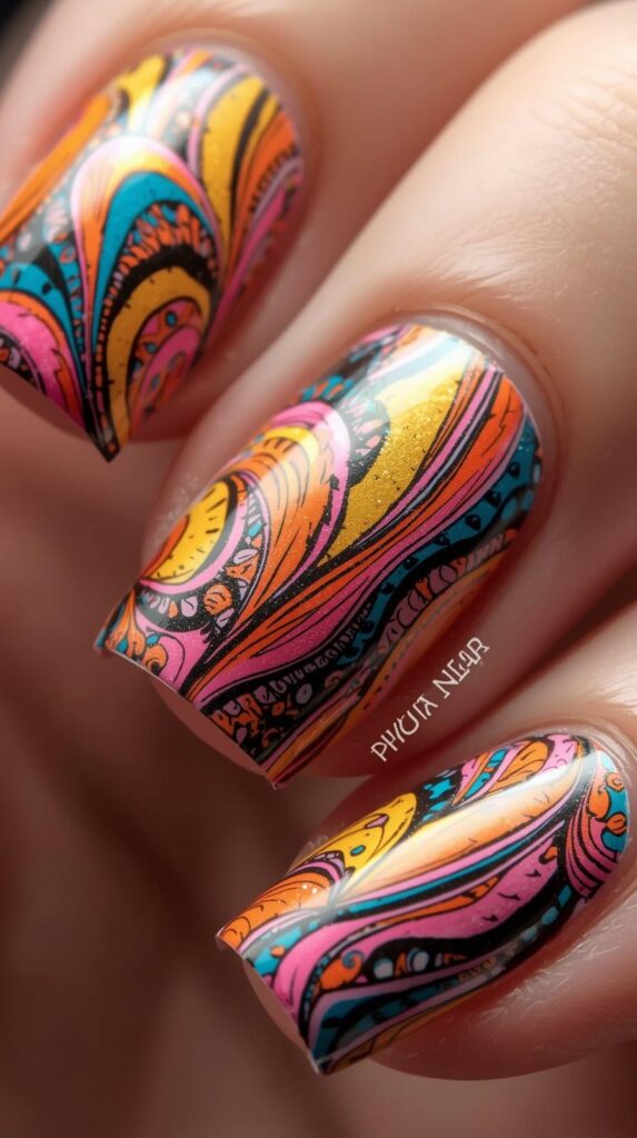 5. Abstract Pucci Nails