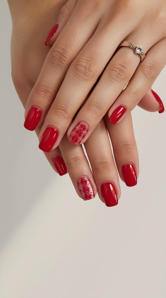 5. Red Argyle Nails