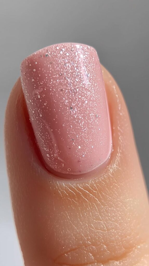 6. Baby Pink Chrome with Subtle Glitter