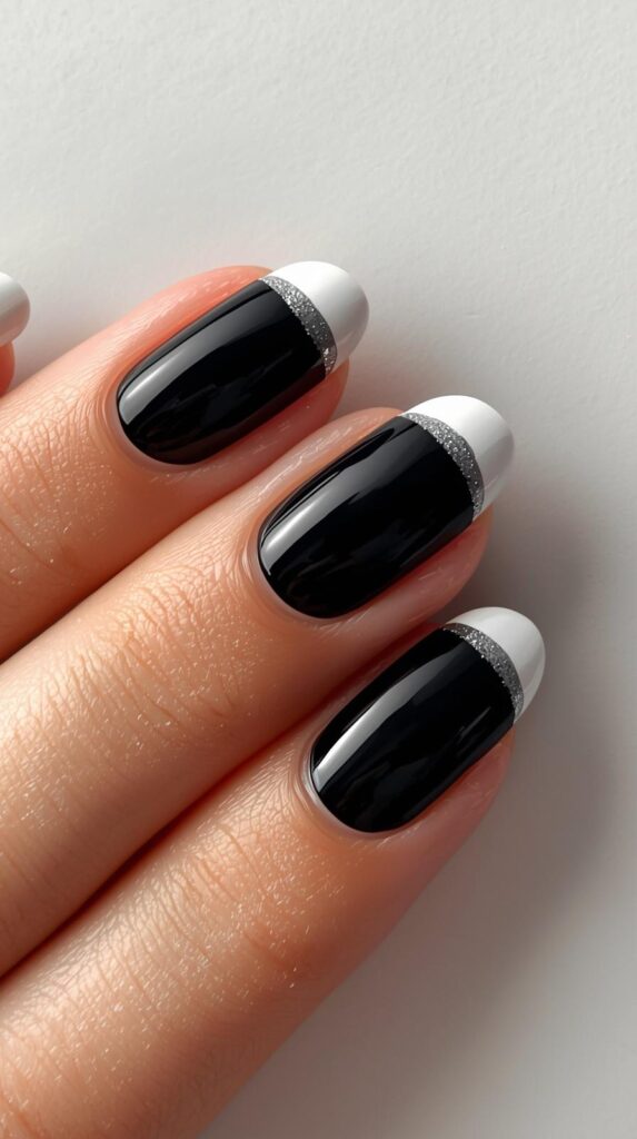 6. Black French Tip Nails