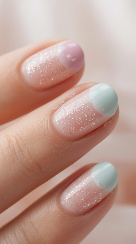6. Glitter Pastel Tips