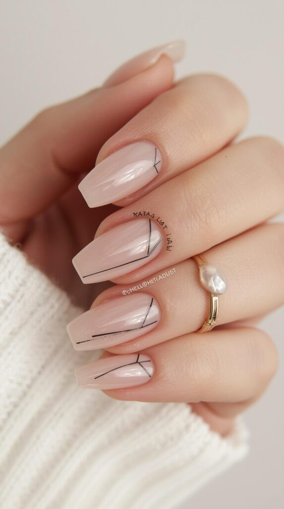 6. Minimal Line Art Nails