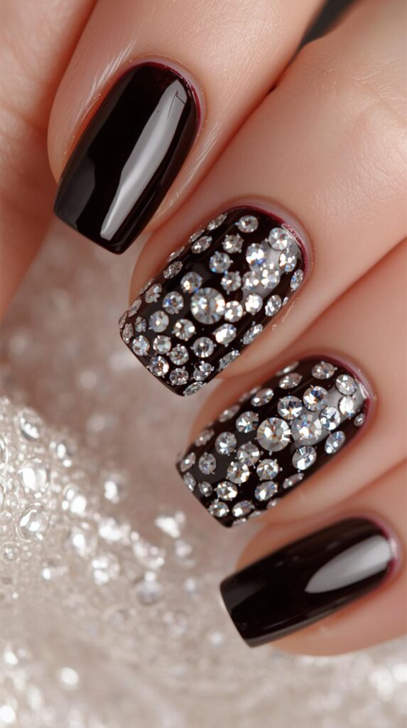 6. Rhinestone Accent Nails