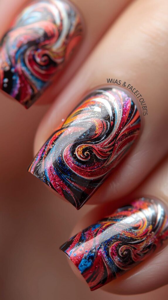 7. Abstract Swirl Nails