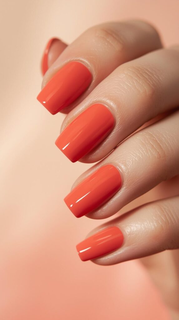 7. Coral Peach Nails