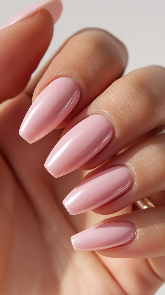 7. Minimalist Baby Pink Chrome Nails