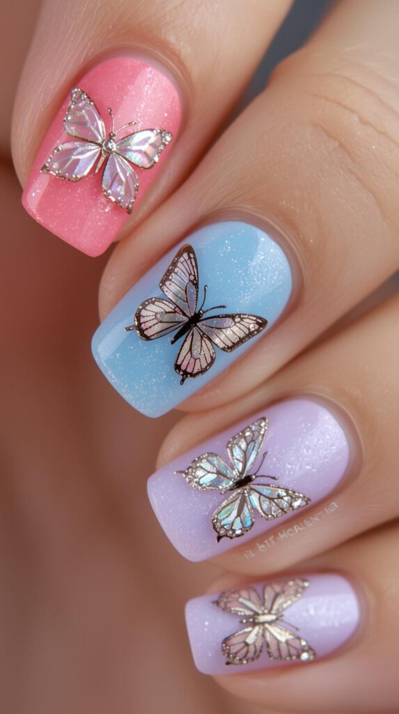 8. Butterfly Birthday Nails