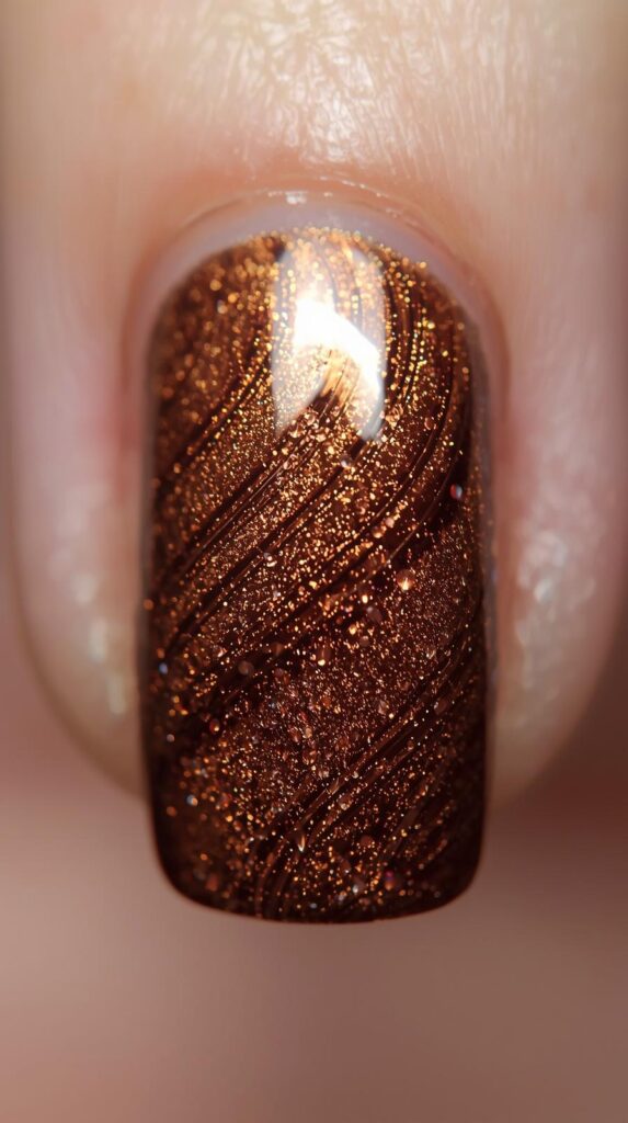 8. Glossy Brown Chrome Swirls