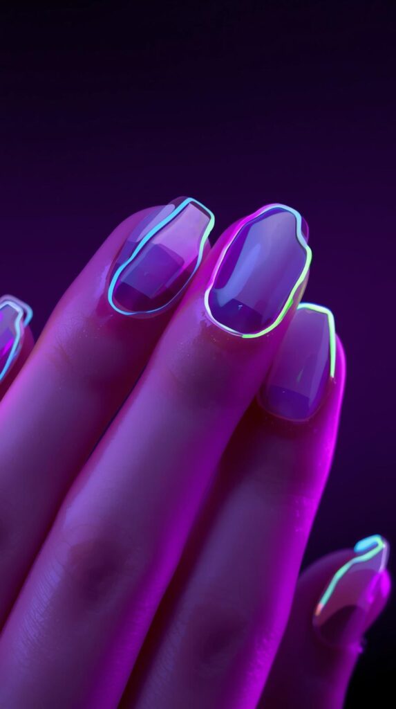 8. Neon Outline Nails