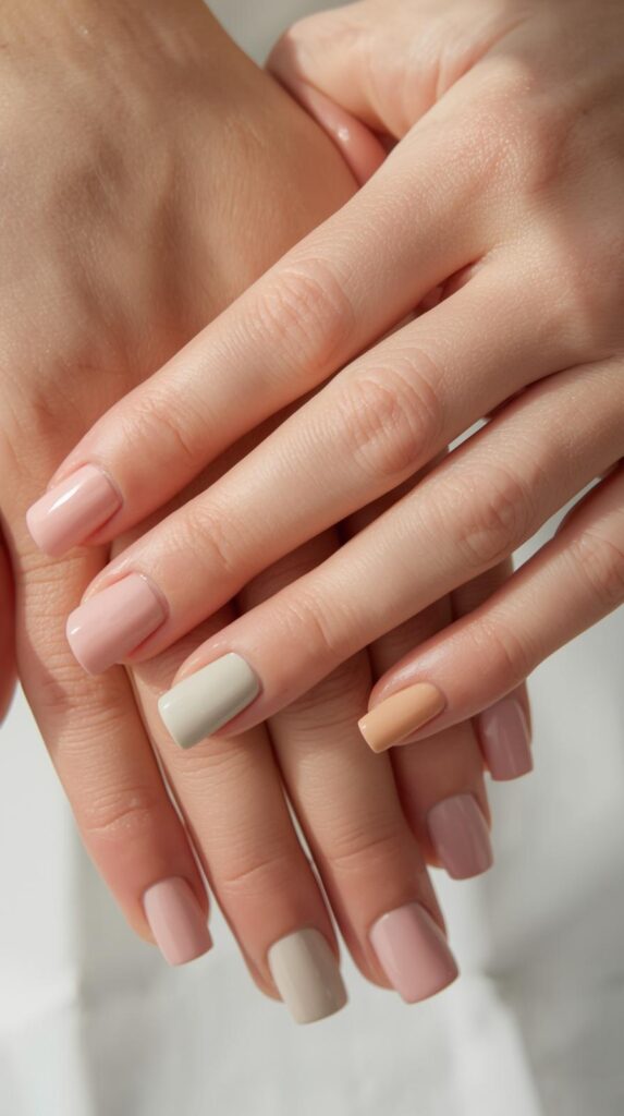 8. Short Square Pastel Nails