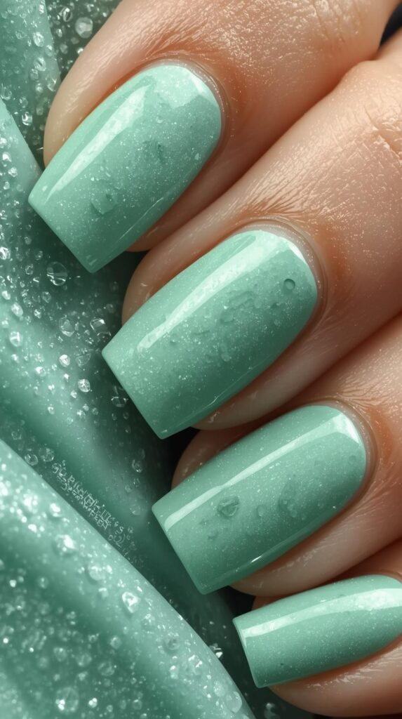 9. Abstract Mint Green Nails