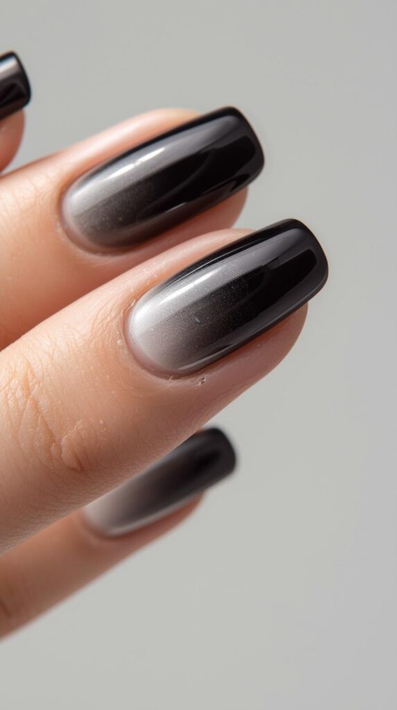9. Black to Grey Ombre Nails
