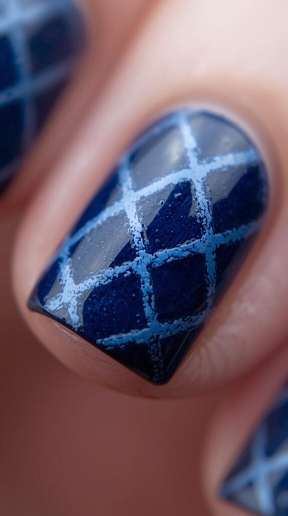 9. Blue Argyle Nails