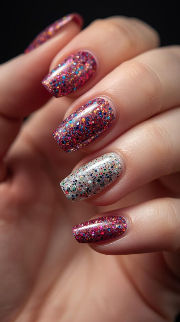 9. Glitter Accent Nails