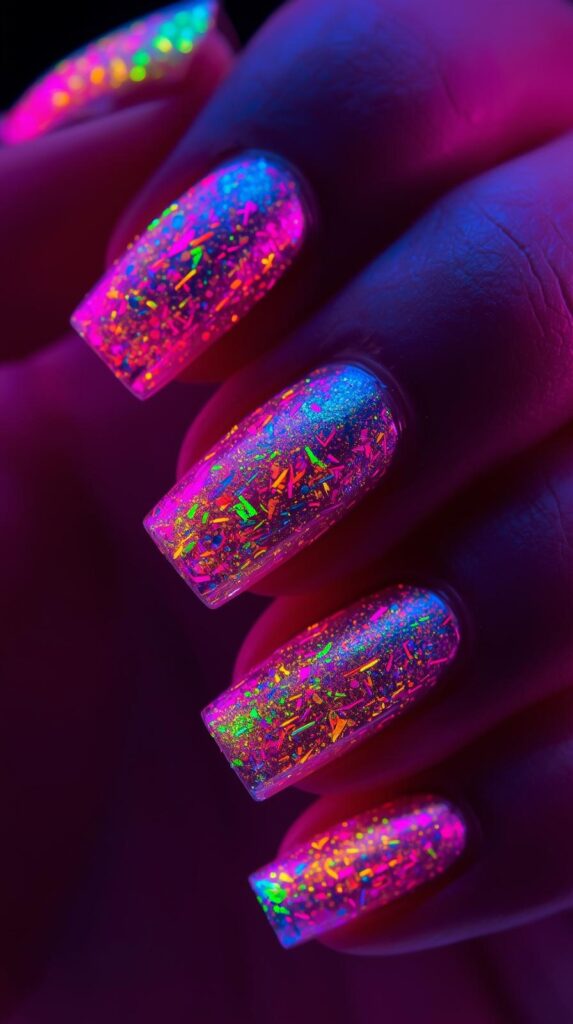 1. Bright Neon Acrylic Nails