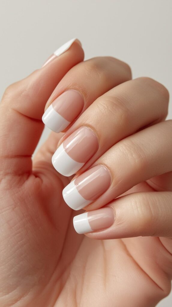 1. Classic White French Nails