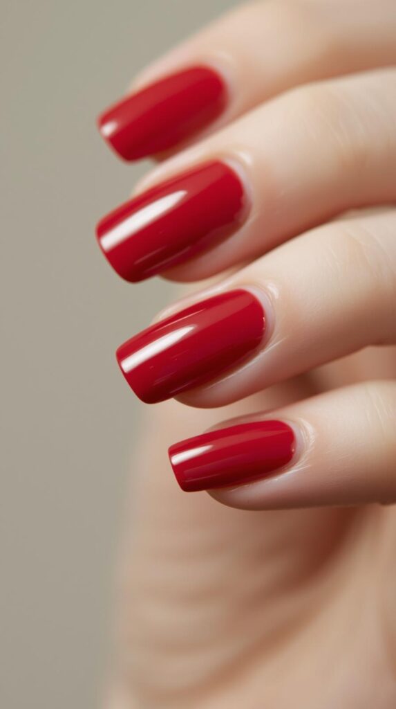 1. Glossy Classic Color Nails