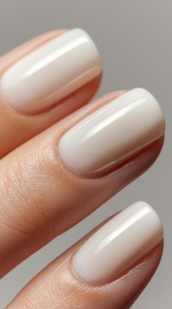 1. Milky White Gloss Nails