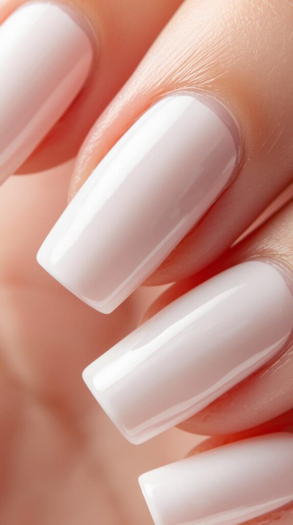 1. Milky White Gloss Nails