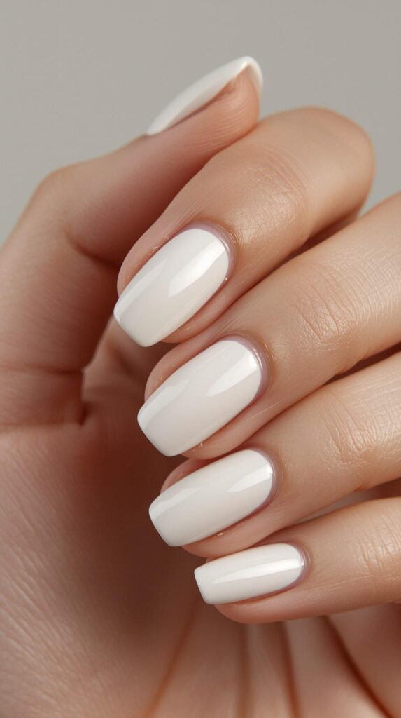 1. Milky White Nails