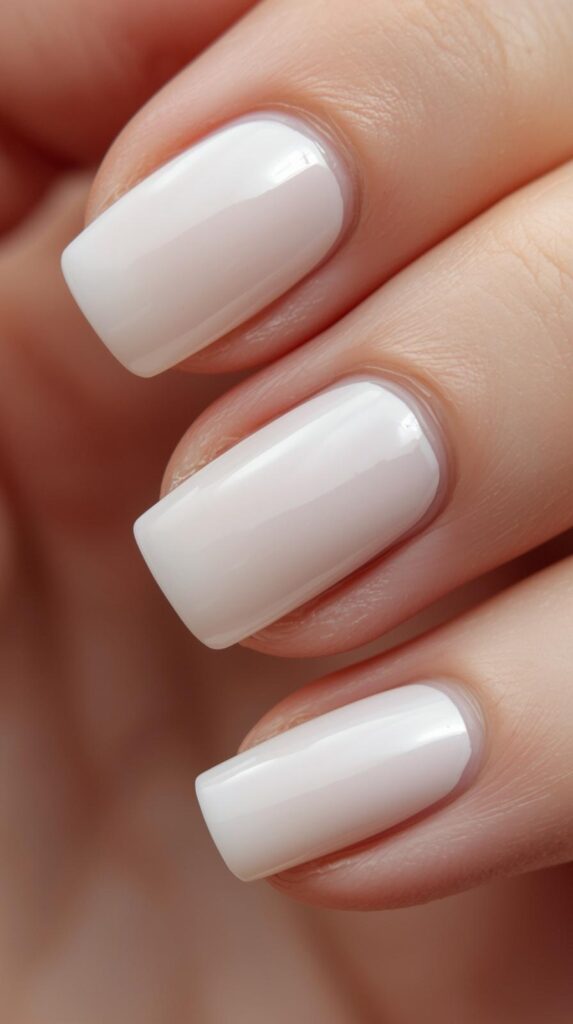 1. Milky White Short Nails