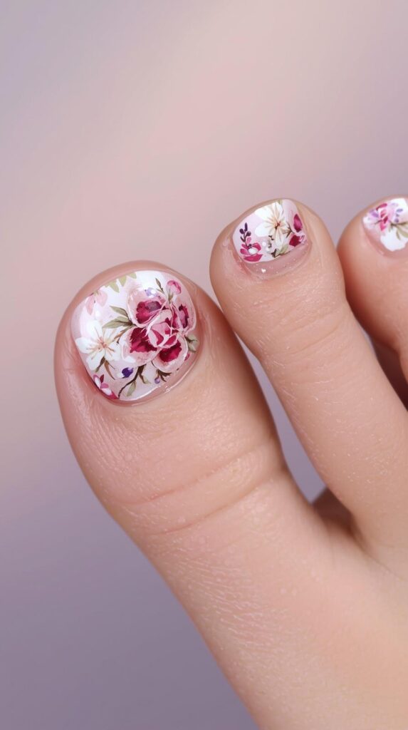 10. Floral Toe Nail Art