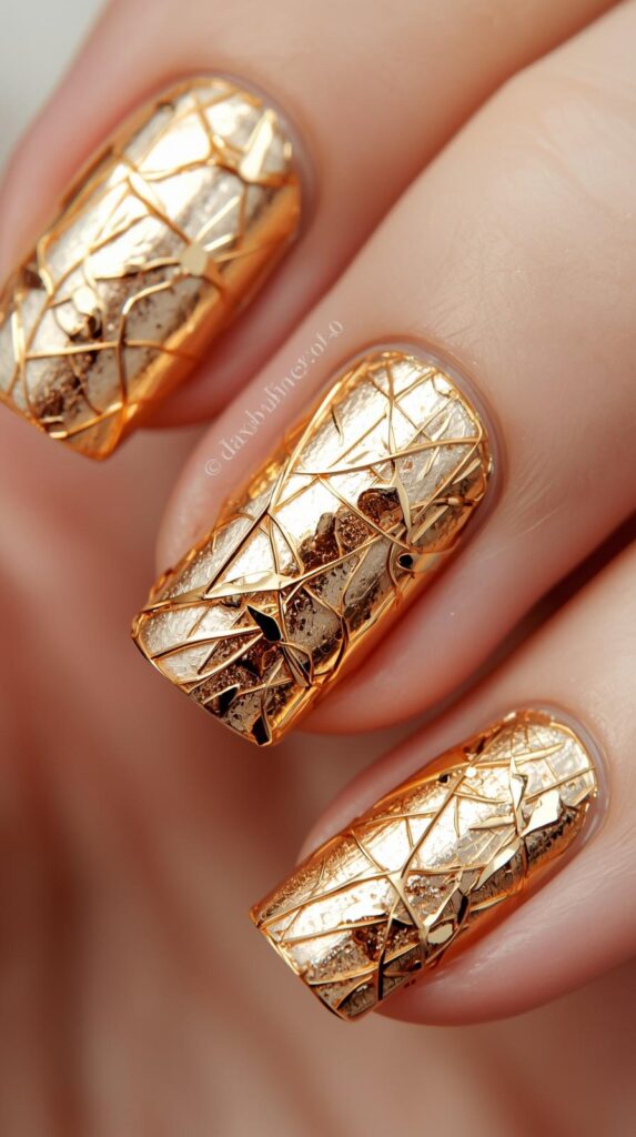 10. Gold Foil Nude Nails