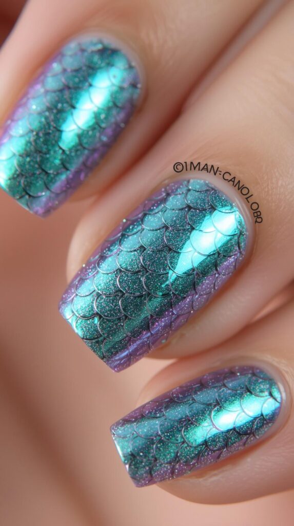 10. Mermaid Chrome Nails