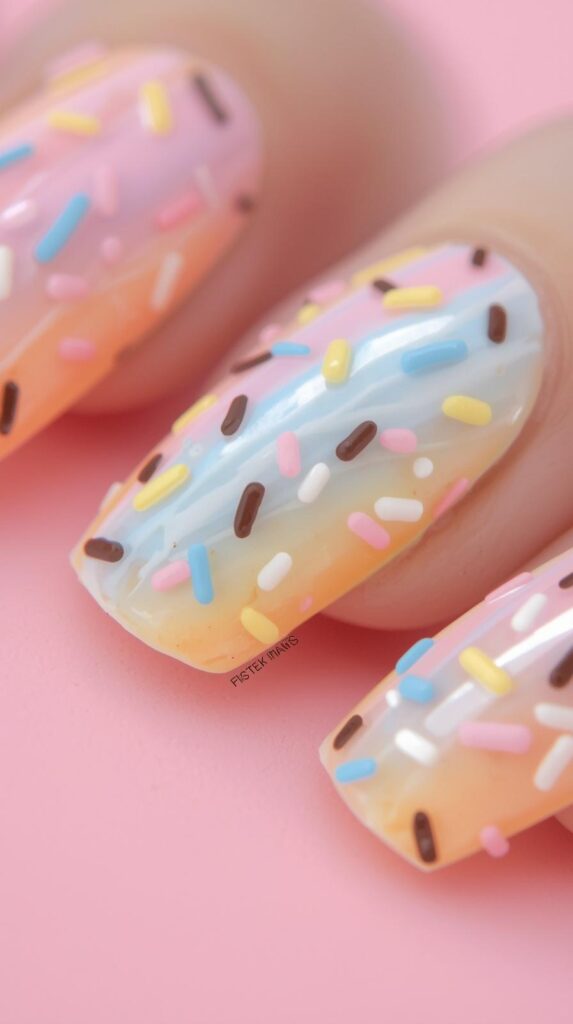 10. Pastel Glazed Donut Nails