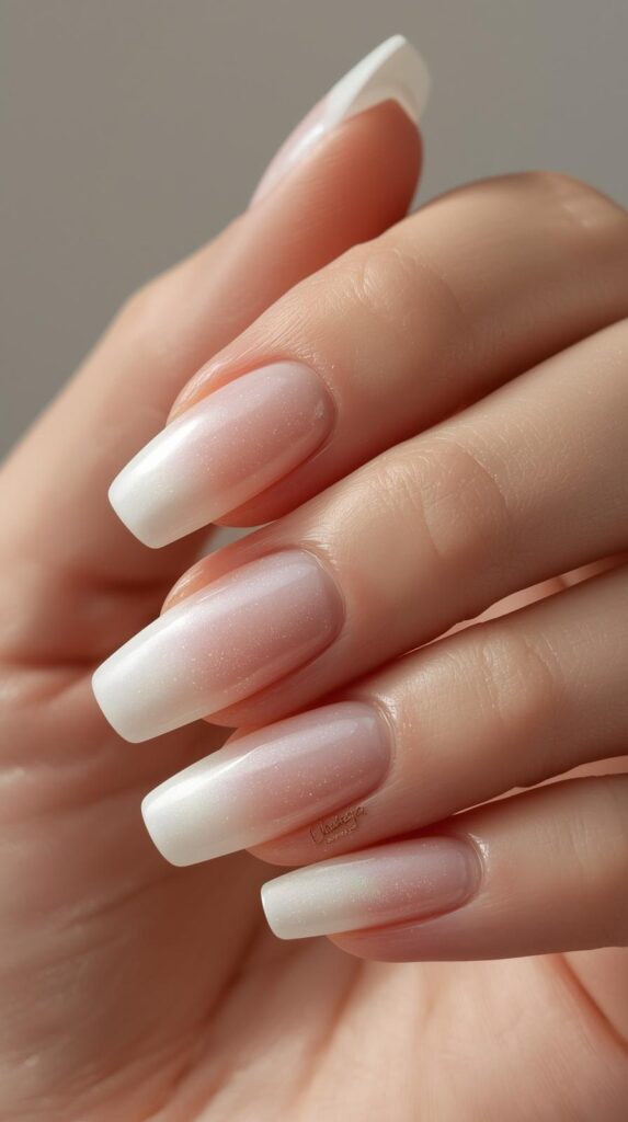 10. Pearly Glazed French Nails