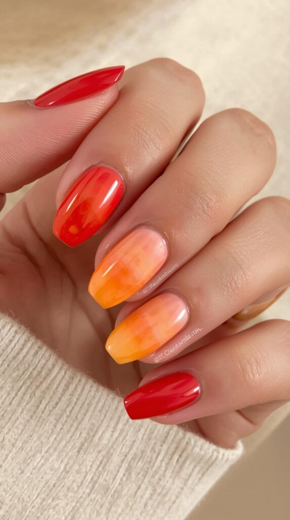 10. Sunset Ombre Nails
